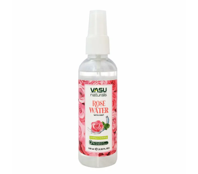 Розовая вода ""VASU" Увлажняющий Спрей - Гидролат Розы с Мятой ",   100мл 