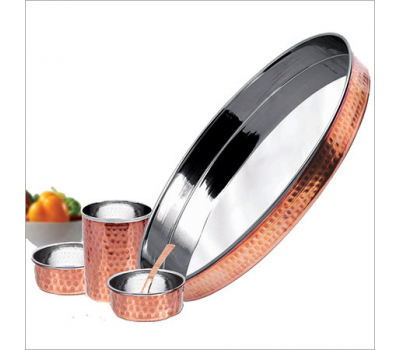 Набор Медь и Сталь Тали из 6 Предметов Steel Copper Thali Set Hammered