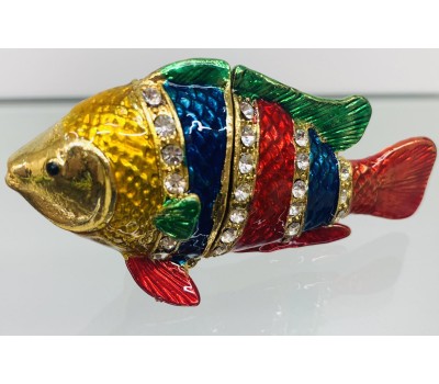 Сувенир - Металлическая шкатулка со стразами "Рыбка" 