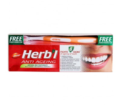 Зубная паста Травяная антивозрастная + зубная щетка, Dabur Herbl 150 г
