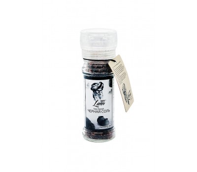 Черная Соль Kala Namak Lunn, Стеклянный флакон с Крышкой-Мельницей, крупная, 120г